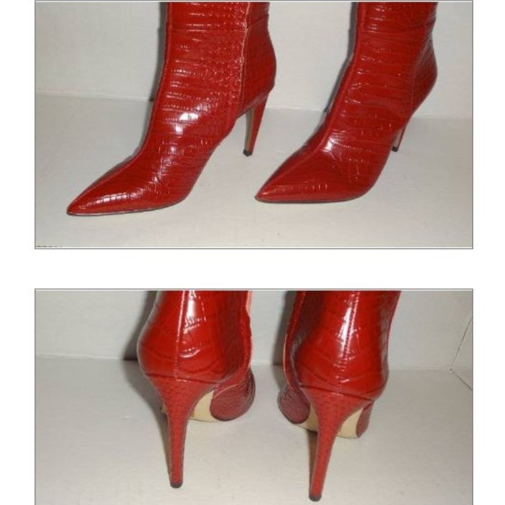 SOLD Sam Edelman Fraya Croc Tall Stiletto Boots Red - Picture 7 of 8